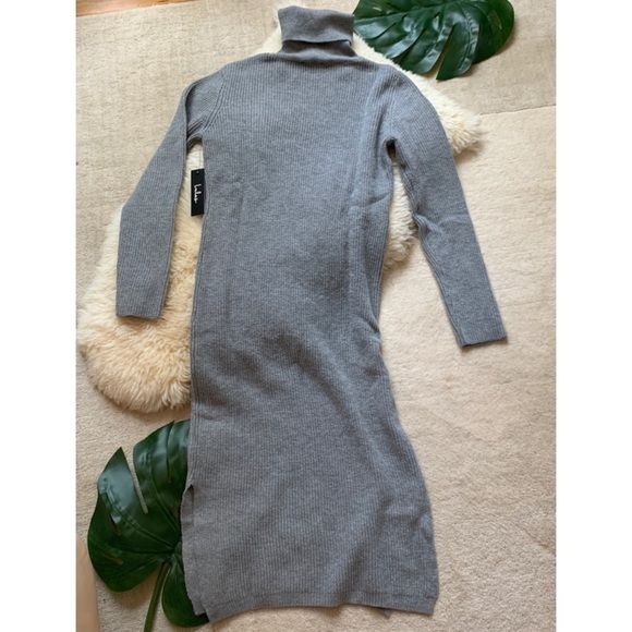 NWT Lulu’s Trendy Blogger Favorite Heather Grey Turtleneck Midi Sweater Dress - Picture 11 of 12